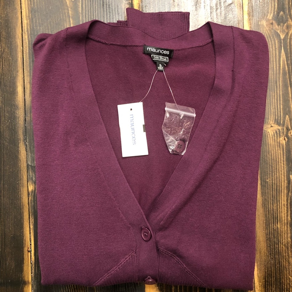 Maurice's Purple SILK BLEND Cardigan SZ Small